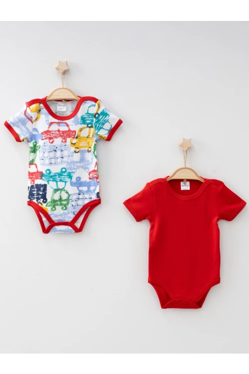 Araba Desenli 2li Yarım Kol Çıtçıtlı Body 9622