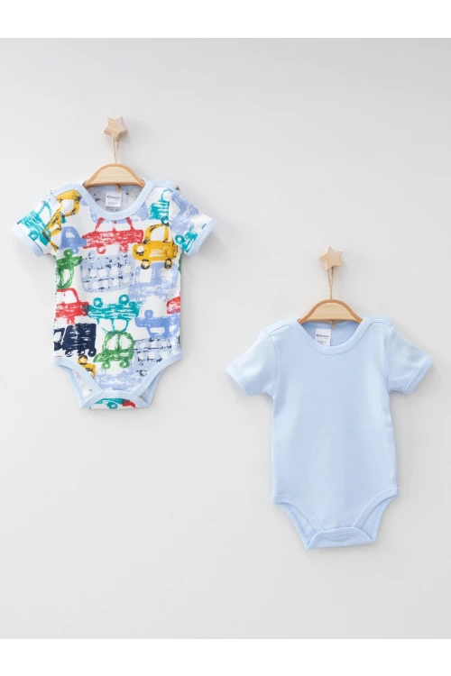 Araba Desenli 2li Yarım Kol Çıtçıtlı Body 9622