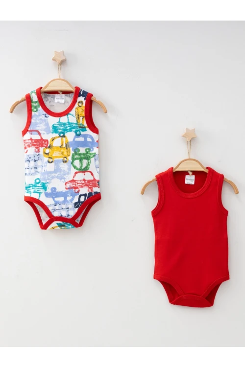 Araba Desenli Askılı 2li Çıtçıtlı Body  9623