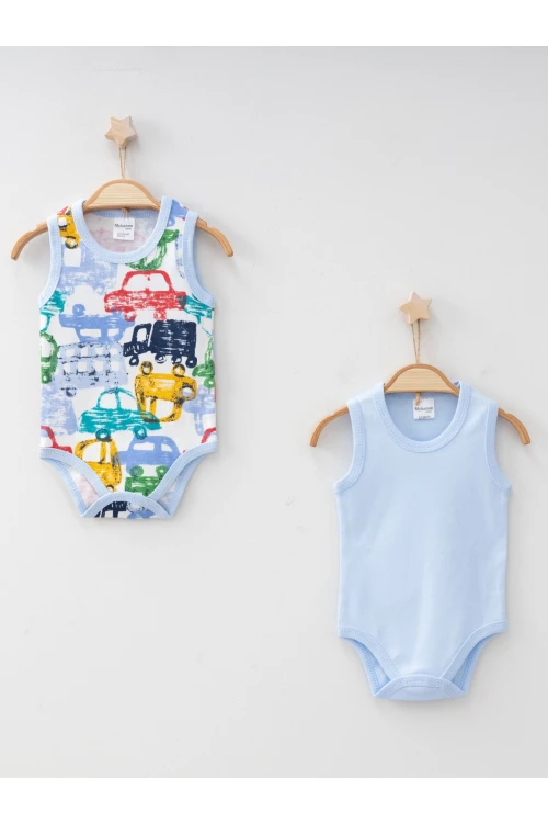 Araba Desenli Askılı 2li Çıtçıtlı Body  9623