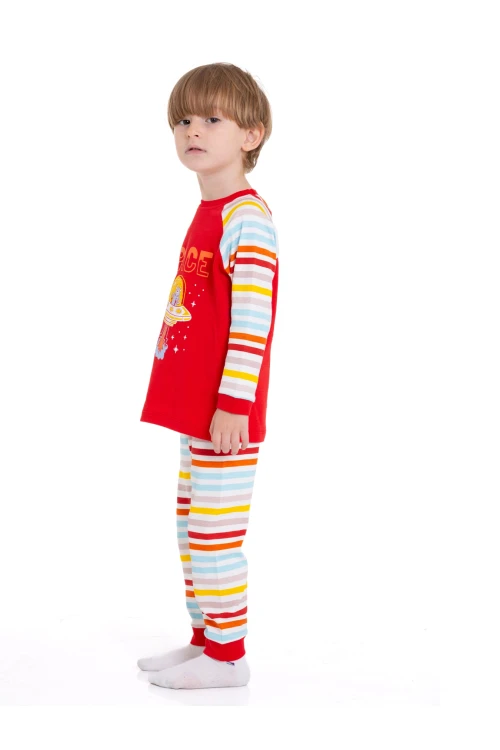 Astronot Baskılı Çizgili Pijama Takım 54210