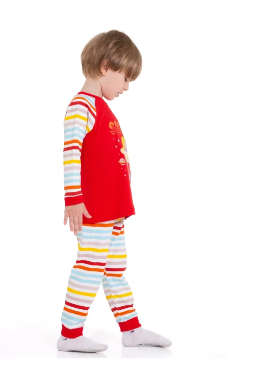 Astronot Baskılı Çizgili Pijama Takım 54210