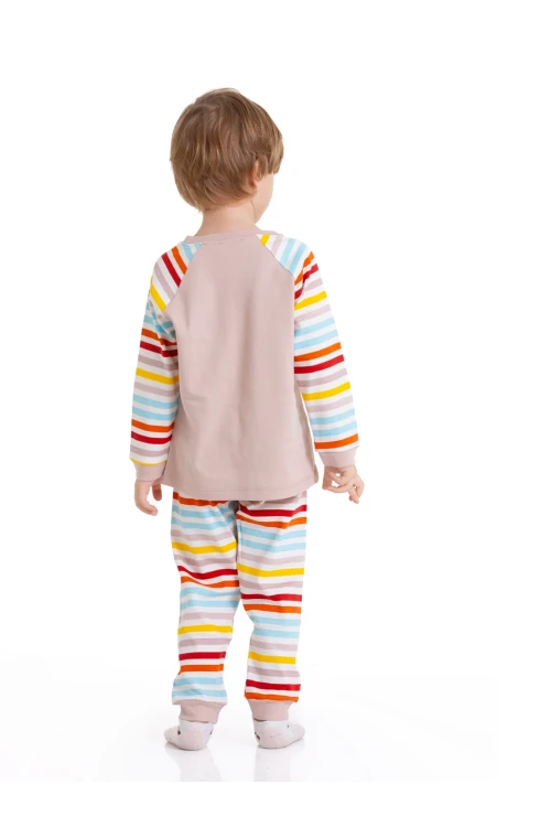 Astronot Baskılı Çizgili Pijama Takım 54210