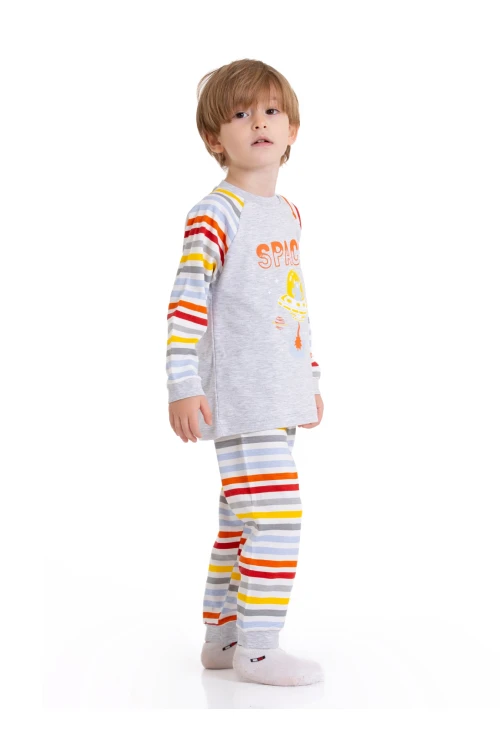Astronot Baskılı Çizgili Pijama Takım 54210