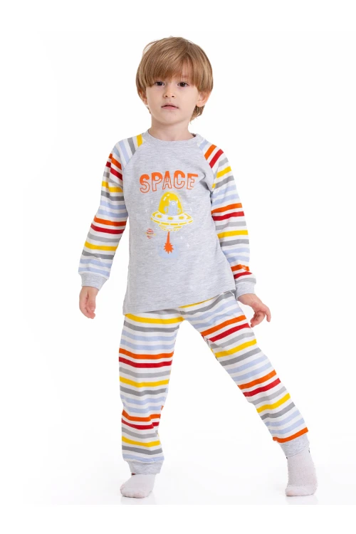 Astronot Baskılı Çizgili Pijama Takım 54210
