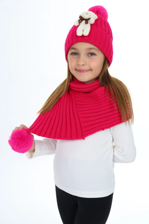 Ayıcık Ponponlu Atkı Bere Takımı 5015