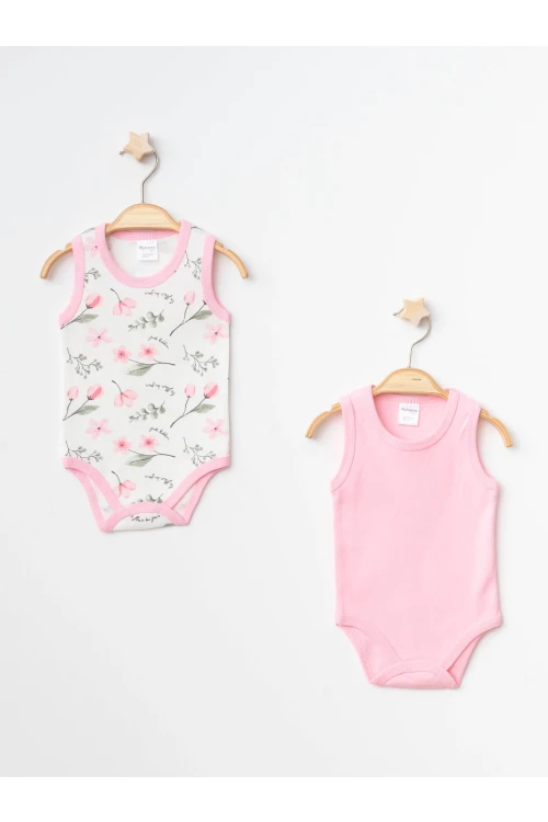 Çiçek Desenli 2li Askılı Çıtçıtlı Body 9685