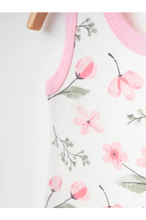 Çiçek Desenli 2li Askılı Çıtçıtlı Body 9685