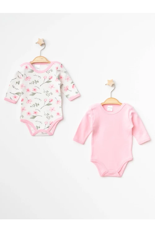 Çiçek Desenli 2Li Uzun Kol Çıtçıtlı Body 9683