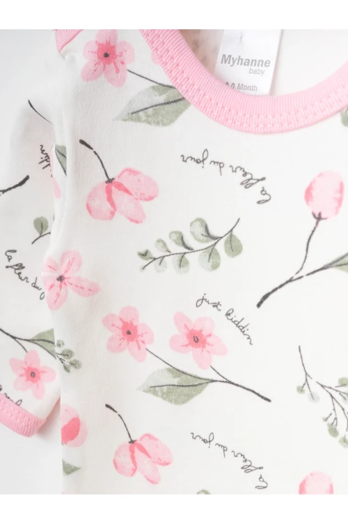 Çiçek Desenli 2Li Uzun Kol Çıtçıtlı Body 9683