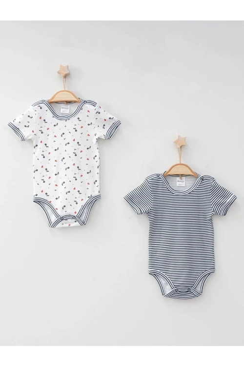 Çıtır Çiçek Desenli 2li Yarım Kol Body 9637