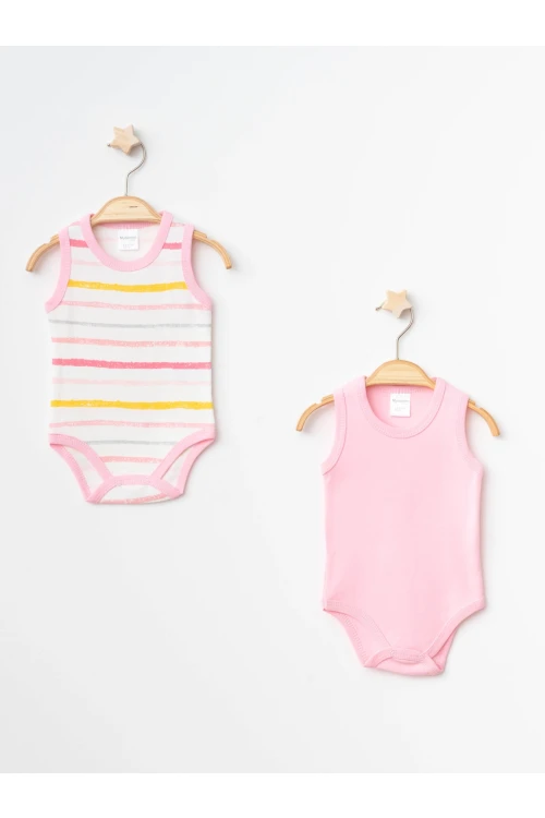 Çizgili 2li Askılı Çıtçıtlı Body 9688