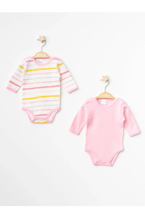 Çizgili 2li Uzun Kol Çıtçıtlı Body 9686