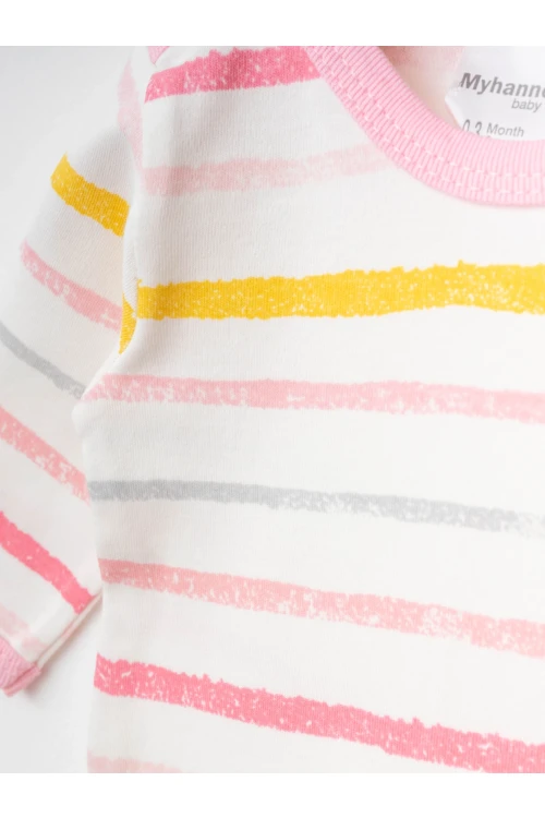 Çizgili 2li Uzun Kol Çıtçıtlı Body 9686