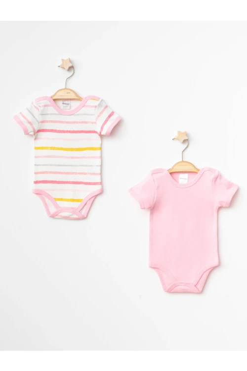 Çizgili 2li Yarım Kol Çıtçıtlı Body 9687