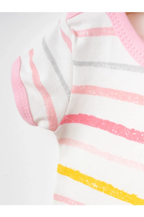 Çizgili 2li Yarım Kol Çıtçıtlı Body 9687