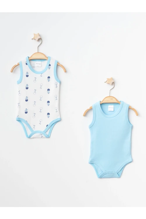 Desenli 2li Askılı Çıtçıtlı Body 9658