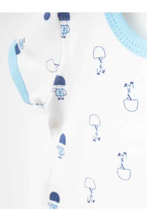 Desenli 2li Yarım Kol Çıtçıtlı Body 9657