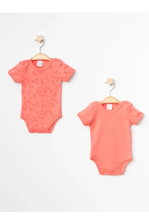Desenli 2li Yarım Kol Çıtçıtlı Body 9699