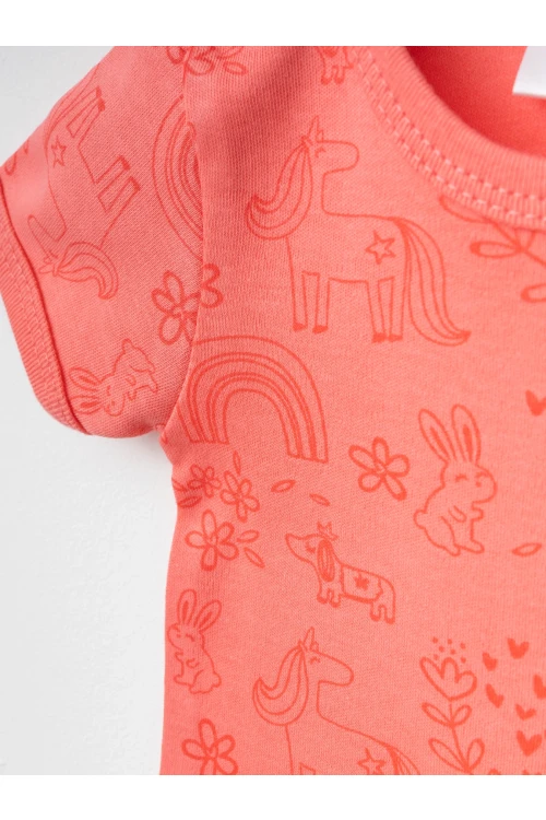 Desenli 2li Yarım Kol Çıtçıtlı Body 9699