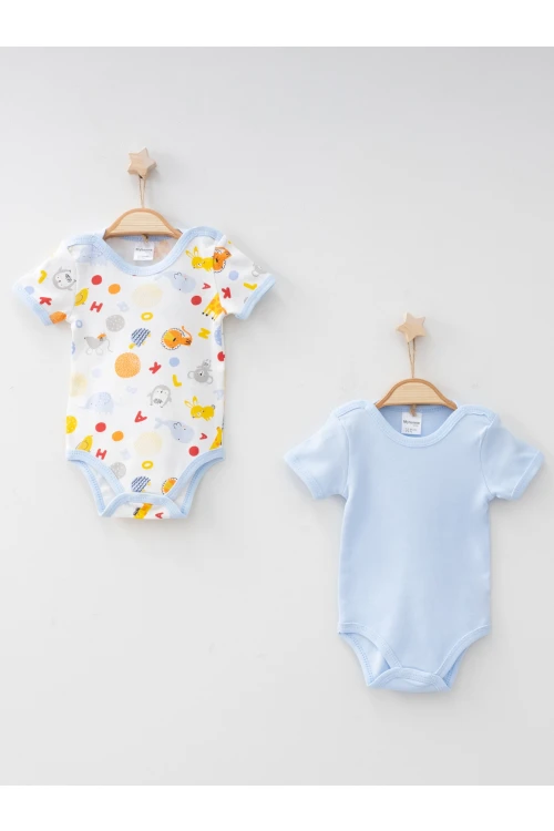 Hayvalar Desenli 2li Yarım Kol Body 9628