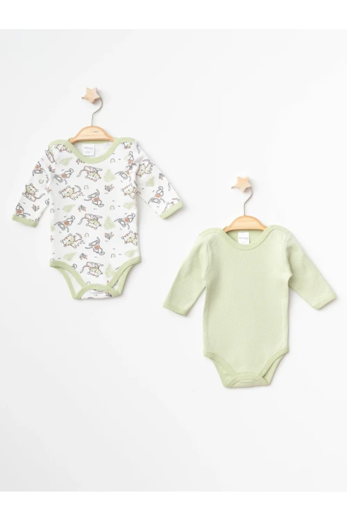 Hayvan Desenli 2li Uzun Kol Çıtçıtlı Body 9665