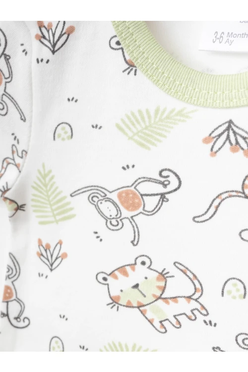 Hayvan Desenli 2li Yarım Kol Çıtçıtlı Body 9666