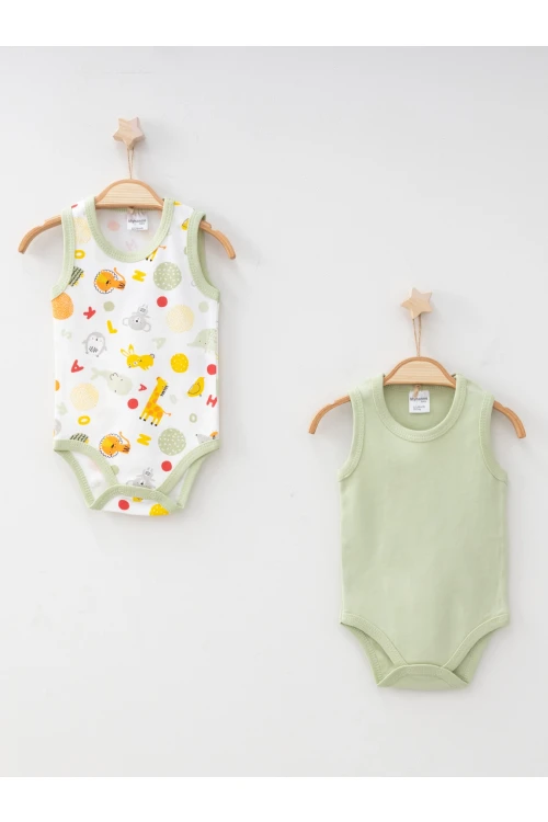 Hayvanlar Desenli 2li Askılı Body 9629