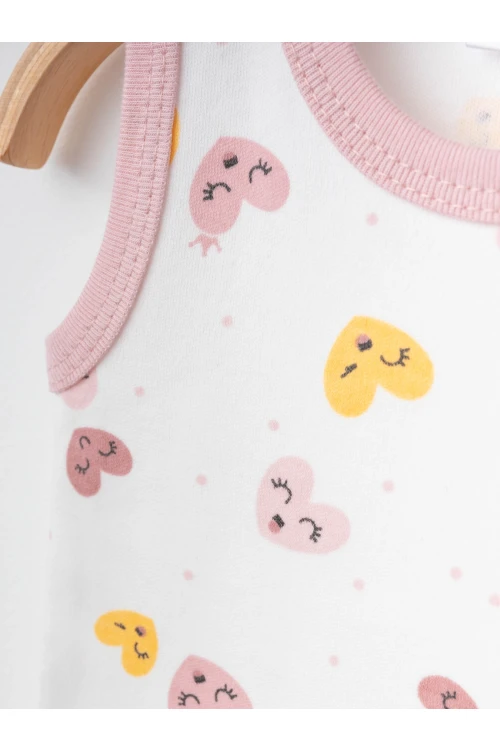 Kalp Desenli 2li Askılı Çıtçıtlı Body 9679