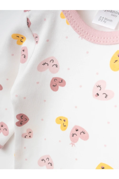 Kalp Desenli 2Li Uzun Kol Çıtçıtlı Body 9677