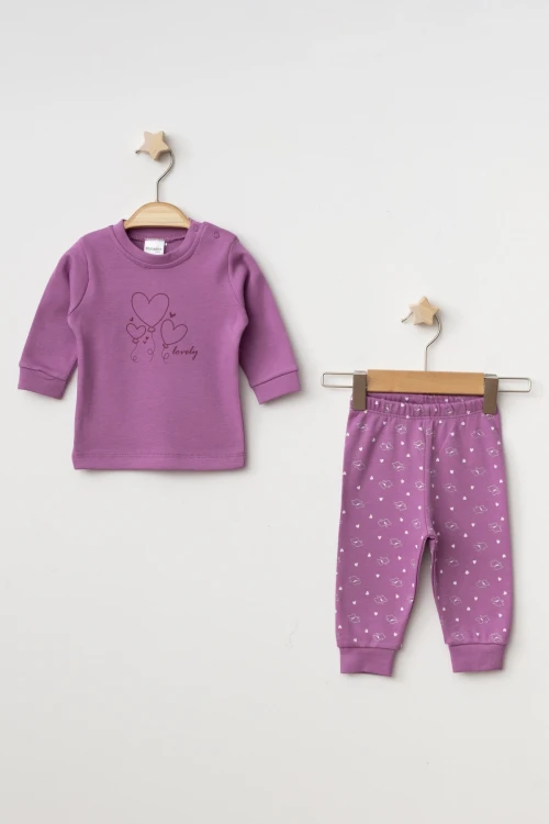 Kalpli Ayıcık Baskılı Emprime Pijama Takım 2397