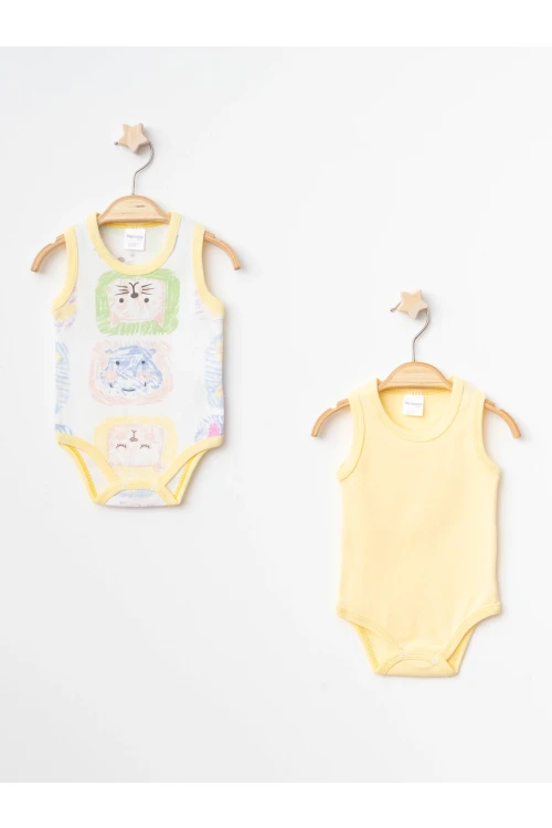 Karışık Desenli 2li Askılı Çıtçıtlı Body 9661