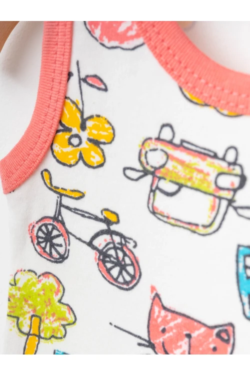 Kedi Desenli 2li Askılı Çıtçıtlı Body 9703