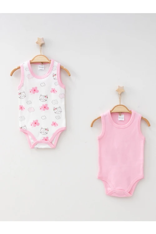 Kedi Desenli 2li Çıtçıtlı Body 9625