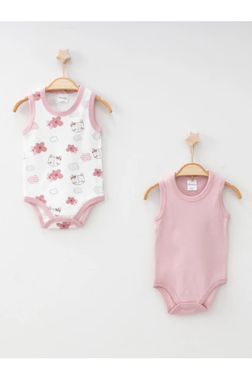 Kedi Desenli 2li Çıtçıtlı Body 9625