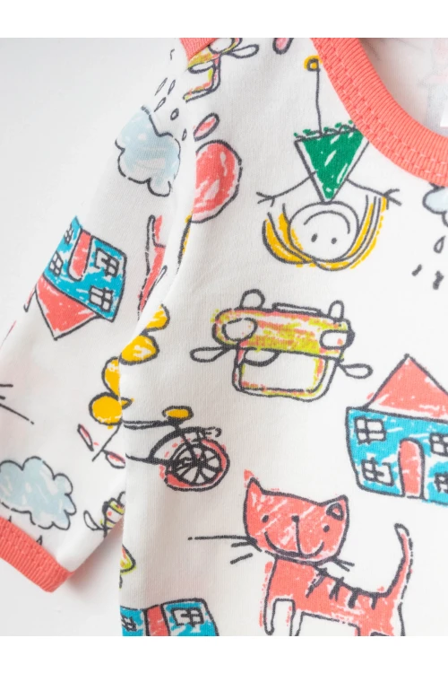 Kedi Desenli 2li Uzun Kol Çıtçıtlı Body 9701