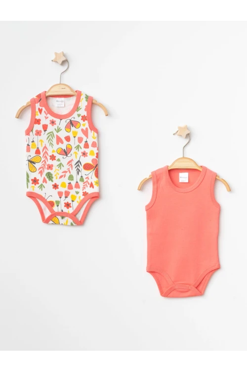 Kelebek Desenli 2li Askılı Çıtçıtlı Body 9697