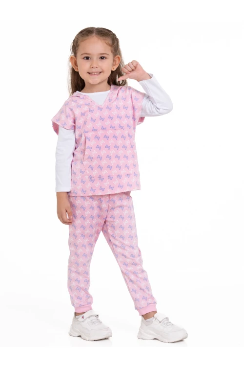 Kelebek Desenli 3lü Yelekli Takım 54316