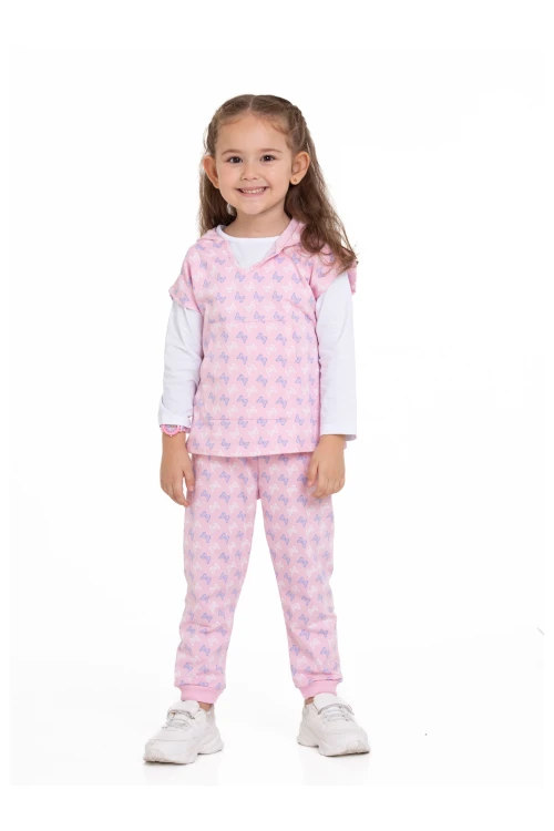 Kelebek Desenli 3lü Yelekli Takım 54316