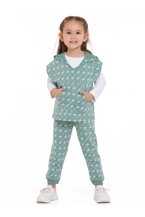 Kelebek Desenli 3lü Yelekli Takım 54316