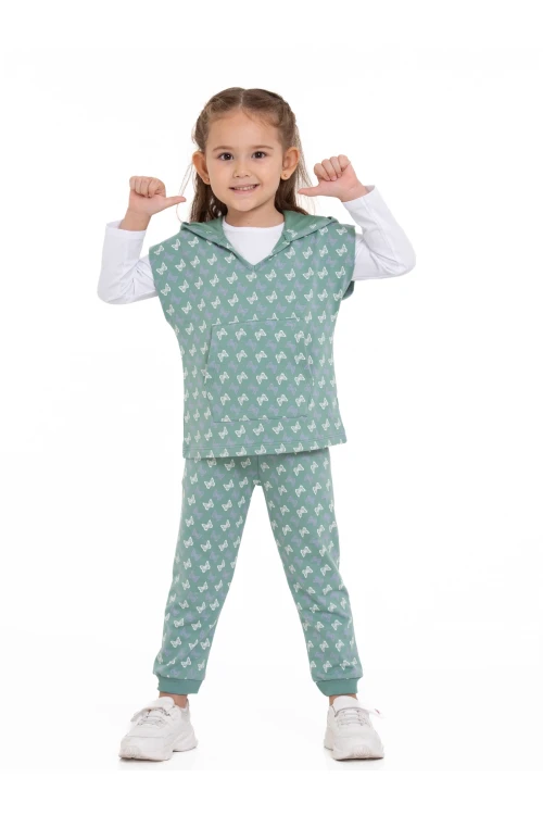 Kelebek Desenli 3lü Yelekli Takım 54316