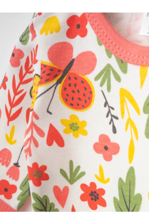 Kelebek Desenli Uzun Kol 2Li Çıtçıtlı Body 9695