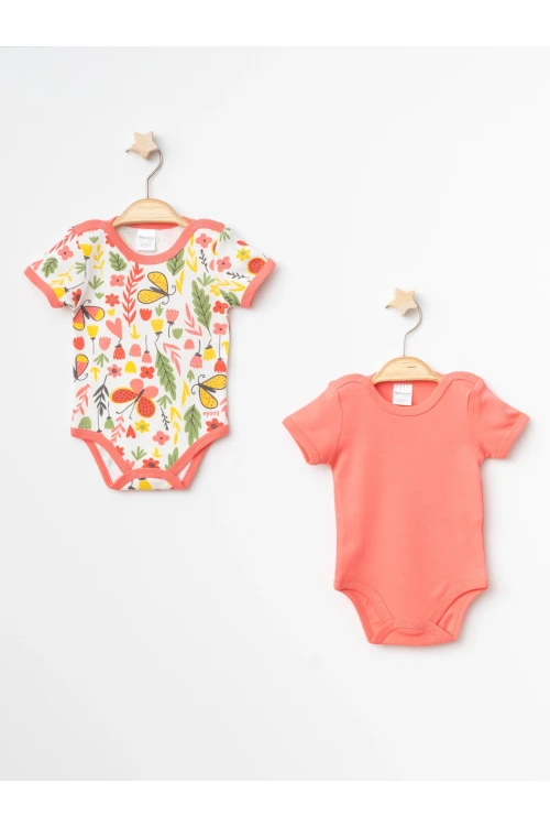 Kelebek Desenli Yarım Kol Çıtçıtlı Body 9696