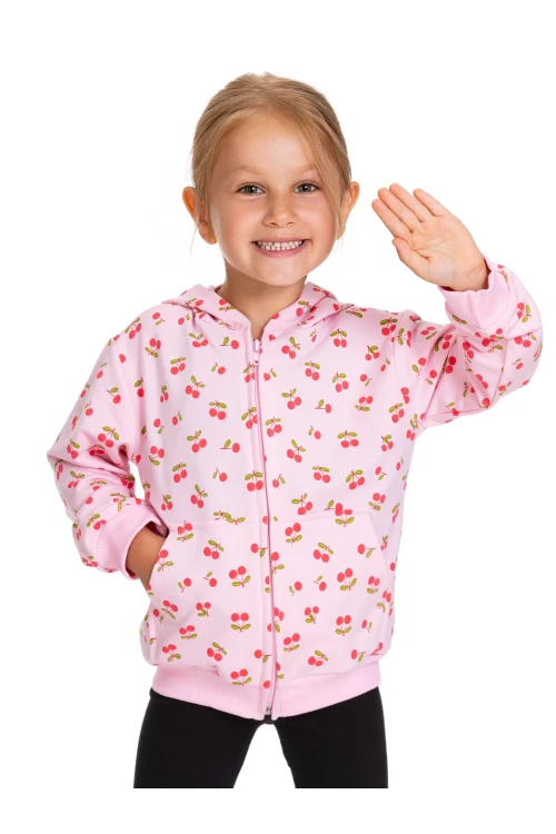 Kiraz Desenli Kapüşonlu Hırka 54358