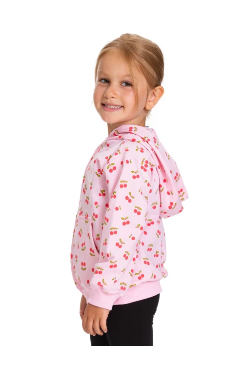 Kiraz Desenli Kapüşonlu Hırka 54358