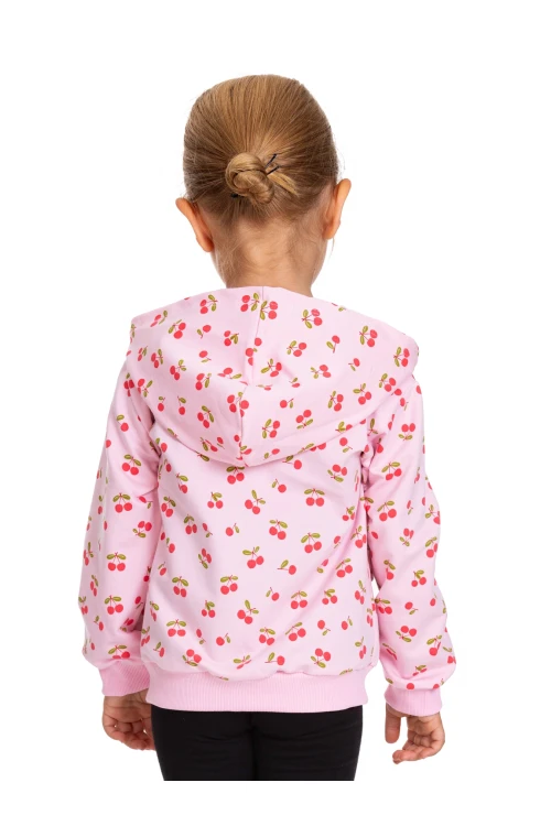 Kiraz Desenli Kapüşonlu Hırka 54358