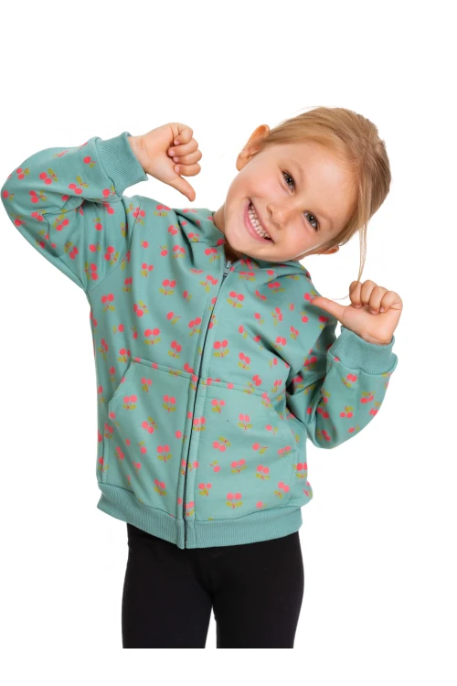 Kiraz Desenli Kapüşonlu Hırka 54358