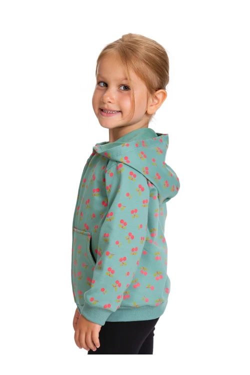 Kiraz Desenli Kapüşonlu Hırka 54358