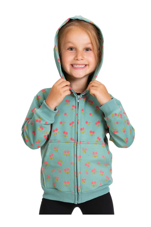 Kiraz Desenli Kapüşonlu Hırka 54358