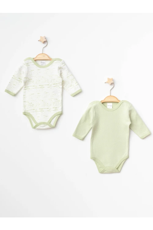 Kırık Çizgi  Desenli 2Li Uzun Kol Çıtçıtlı Body 9668